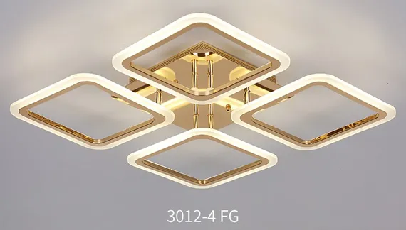 Люстра потолочная светодиодная Rilon 3012/4 FGD, 120 Вт, золотая