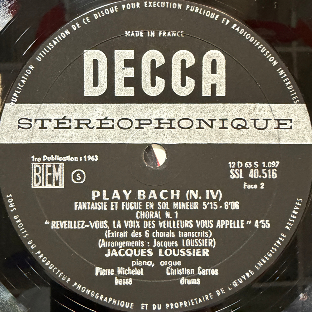 Jacques Loussier - Play Bach N° 4 (Франция 1963г.) Т