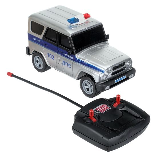 Машина р/у UAZ HUNTER ПОЛИЦИЯ 18 см, свет, серебр, кор. Технопарк