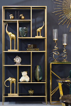 Стеллаж Garda Decor золотистый-черный 46AS-SH1452-GOLD