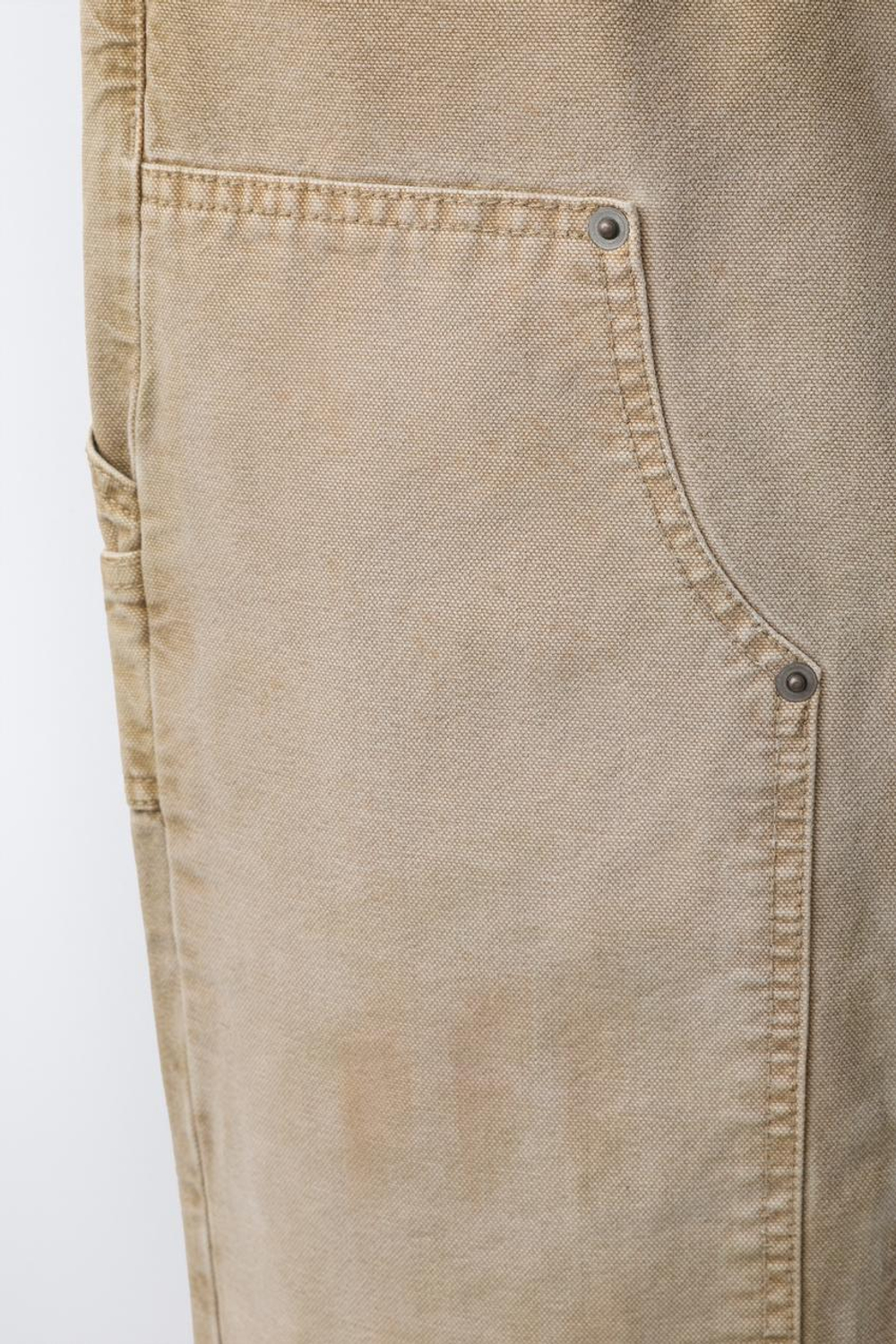 ZARA ХОЛЩОВЫЕ БРЮКИ WIDE LEG, ЭКРЮ