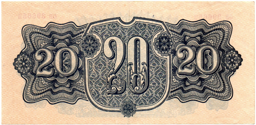 Банкнота Чехословакия 20 крон 1944 год - Советская зона оккупации