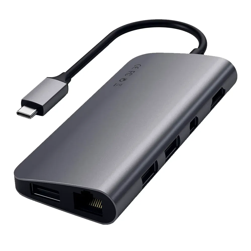 USB-концентратор Satechi USB-C Multi-Port V2, Ethernet / 4K HDMI / Type-C / Type-A / SD &amp; micro SD, Space Gray (Серый космос)