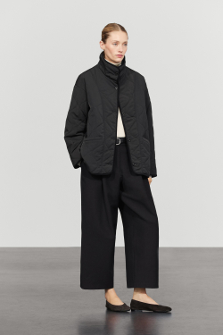 Massimo Dutti Стеганая куртка с волнистой строчкой, черный