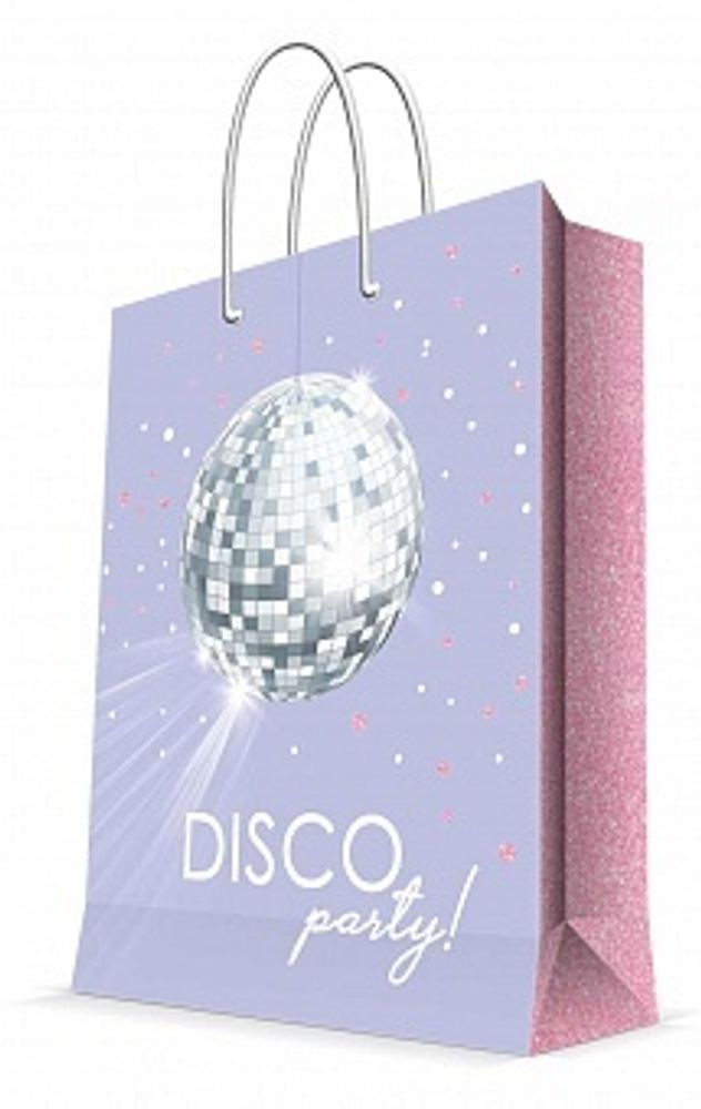 Пакет подарочный Disco party! Сиреневый 23*18*10 см.