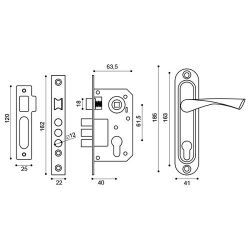 Замок врезной PUNTO KIT P15 4061/3 CRONA SN (мат.никель) 5кл /41721/