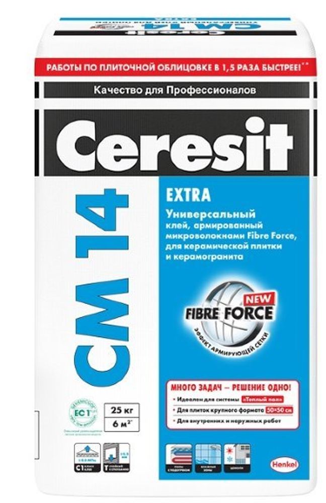 Клей плиточный Ceresit экстра СМ 14 25кг.