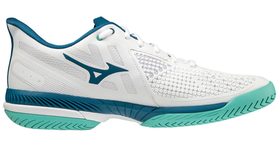 Мужские кроссовки теннисные Mizuno Wave Exceed Tour 5 AC - white/moroccan blue/turquoise