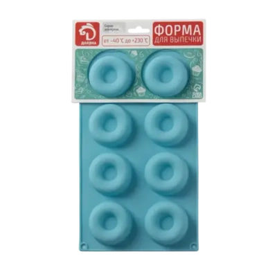 Форма для выпечки Доляна «Сладости. Пончики», 29×17 см, 8 ячеек (d=6 см), цвет МИКС