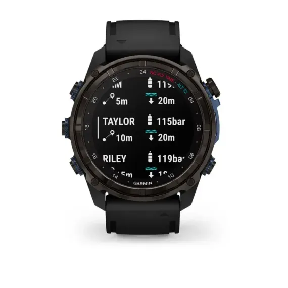 Garmin Descent Mk3i – 51 мм, титановый угольно-серый, DLC, черный силиконовый ремешок
