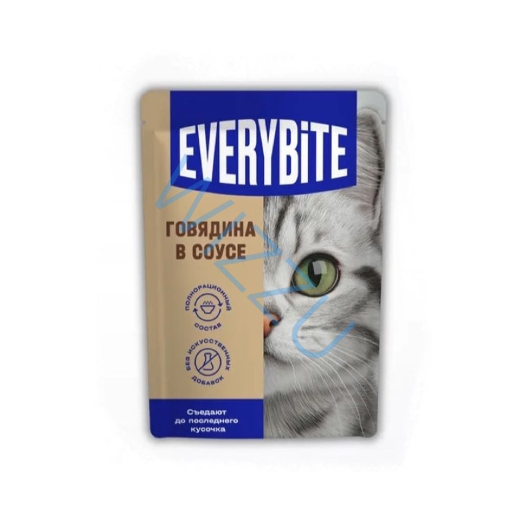 Корм для кошек влажный Everybite говядина в соусе 75г