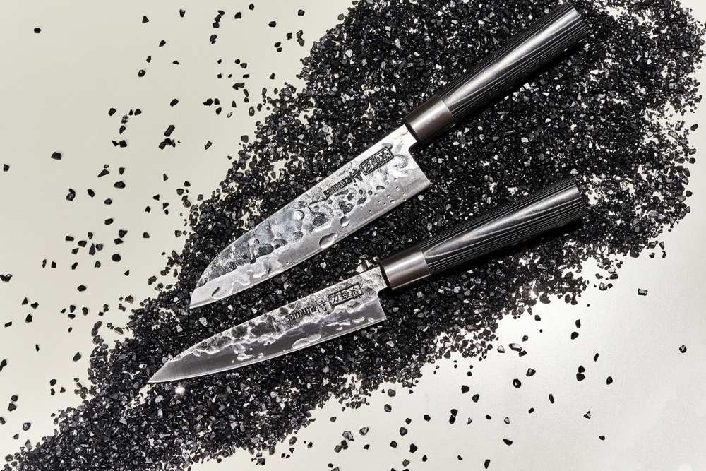 Нож кухонный Сантоку 18.2см, гвоздичное масло и салфетка Samura Blacksmith SBL-0095C/K