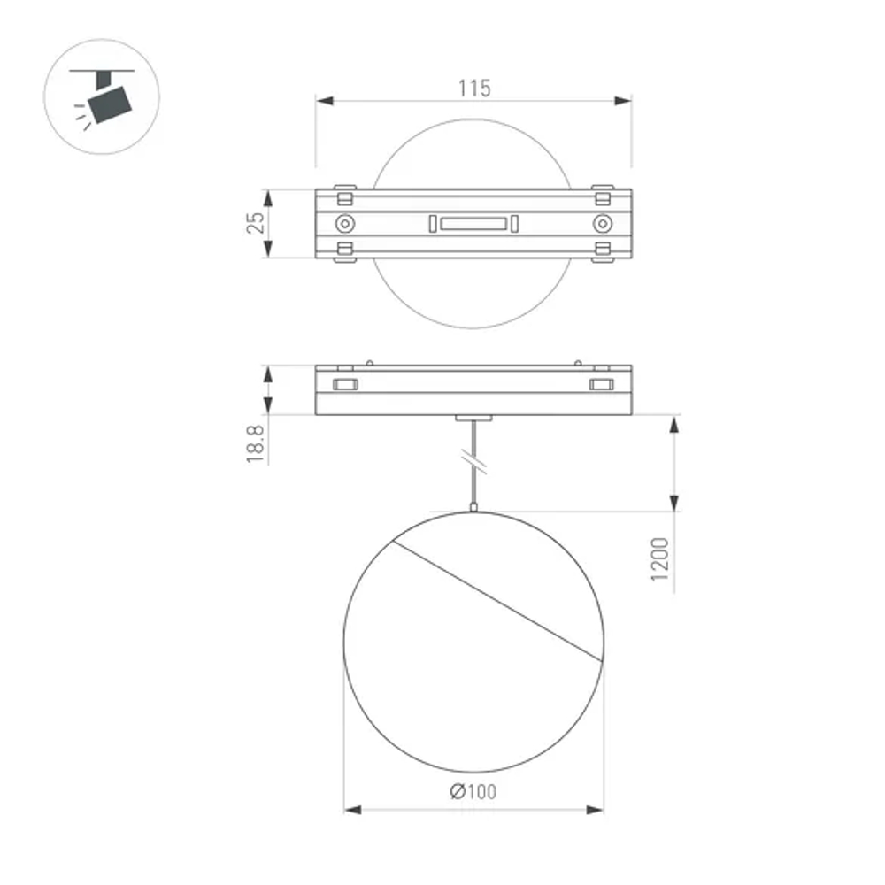 Светильник MAG-VIBE-EMISFERO-HANG-R100-6W Warm3000 (WH, 130 deg, 48V) (Arlight, IP20 Металл, 5 лет) 044456