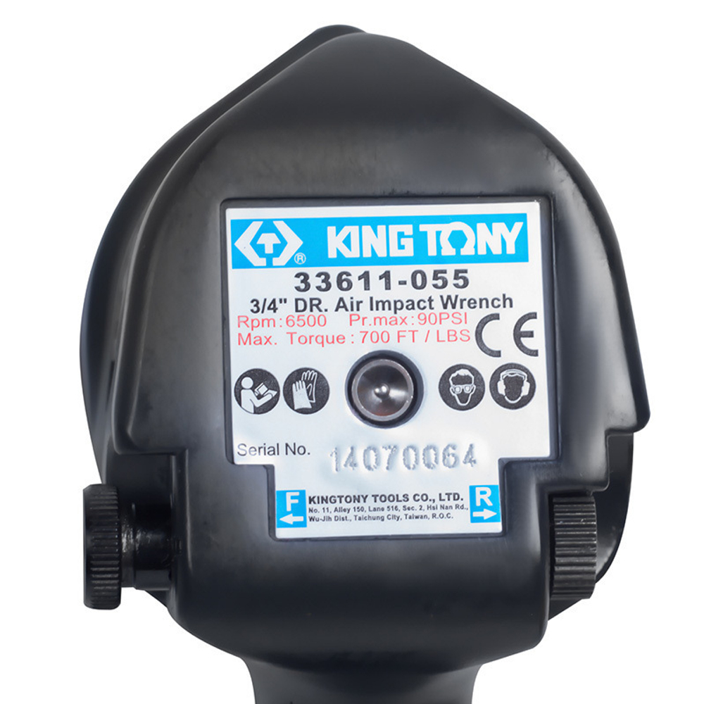 KING TONY (P33611-055B) Гайковерт пневматический ударный 3/4", 949 Нм, в комплекте 3 ударные головки