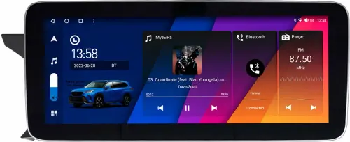 Магнитола для Mercedes-Benz C-класс (W204) 2011-2014 - Canbox H-Line 0105 монитор 12.3" QLED в стиле MERCEDES на Android 10, Быстрая, ТОП-процессор, CarPlay, 4G SIM-слот