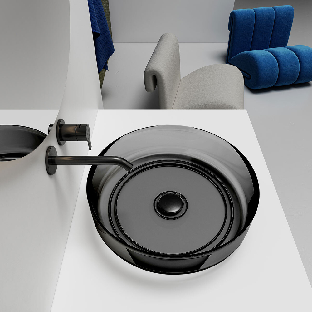 Раковина прозрачная Vincea VBS-6T16B, 450*450*130, накладная, цвет черный,