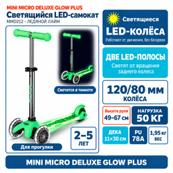 Самокат Mini Micro Deluxe Glow Plus (светящийся) LED ледяной лайм