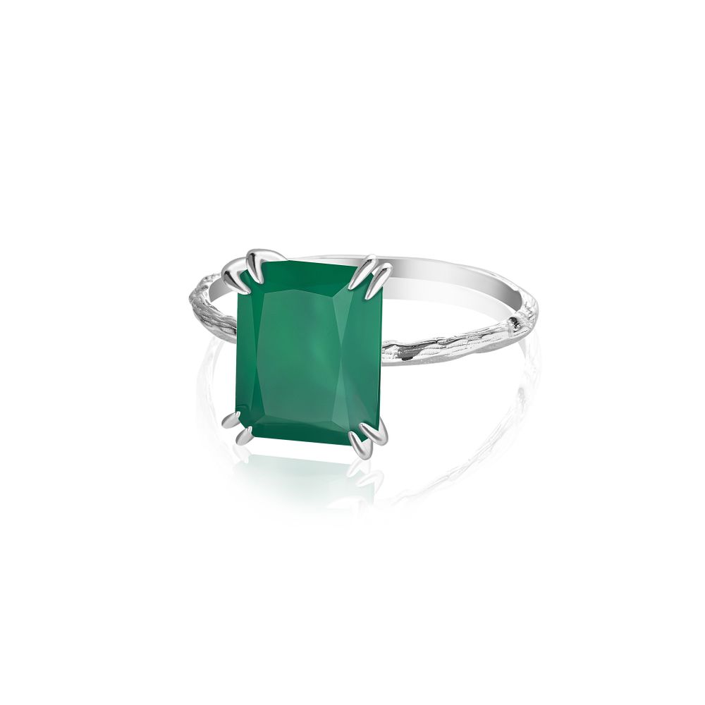 Кольцо Кристал Классик с зелёным агатом / Crystal Classic