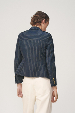 ZARA БЛЕЙЗЕР В ТОНКУЮ ПОЛОСКУ — THE ITEM, СИНИЙ
