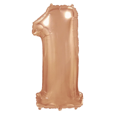 Шар фольга Цифра 1 Rose Gold Розовое Золото 102см с гелием