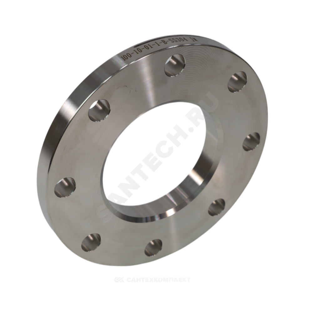 Фланец сталь нержавеющая AISI 304 плоский Ду 200 Ру10 тип 01 ряд 1 исп. B HXCX