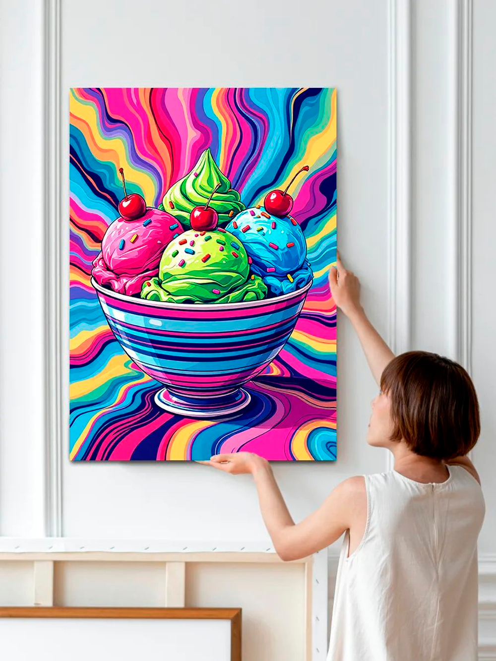 Картина "Радужное мороженое", интерьерная 30х40см 1шт.