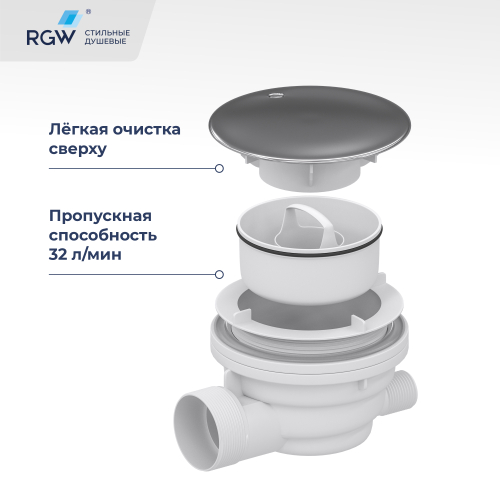 Сифон для душевых поддонов RGW Velplex QYD-01 хром