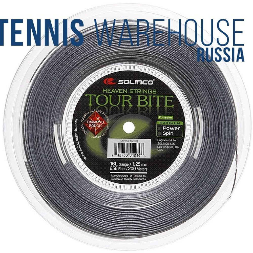 Теннисные струны Solinco Tour Bite Diamond Rough (200 m) - серый