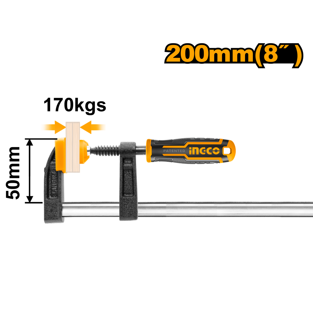 Струбцина столярная INGCO HFC020502 INDUSTRIAL 50х200 мм Струбцина столярная INGCO HFC020502 INDUSTRIAL 50х200 мм