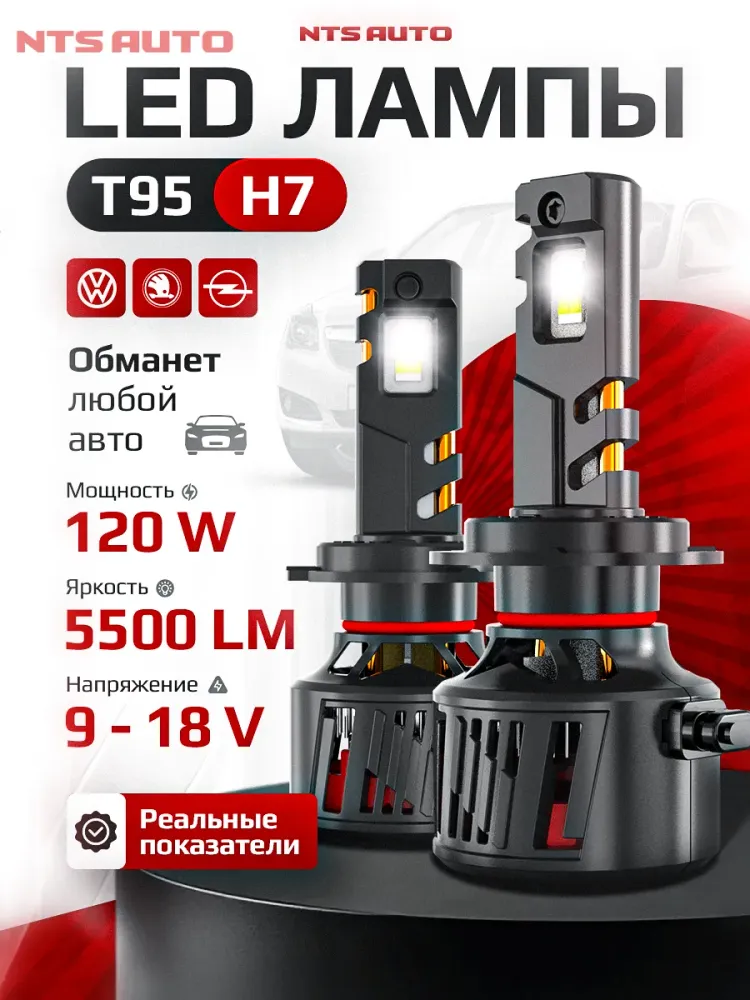NTS Auto LED T95 H7 55W 12V 6500K (Пара)