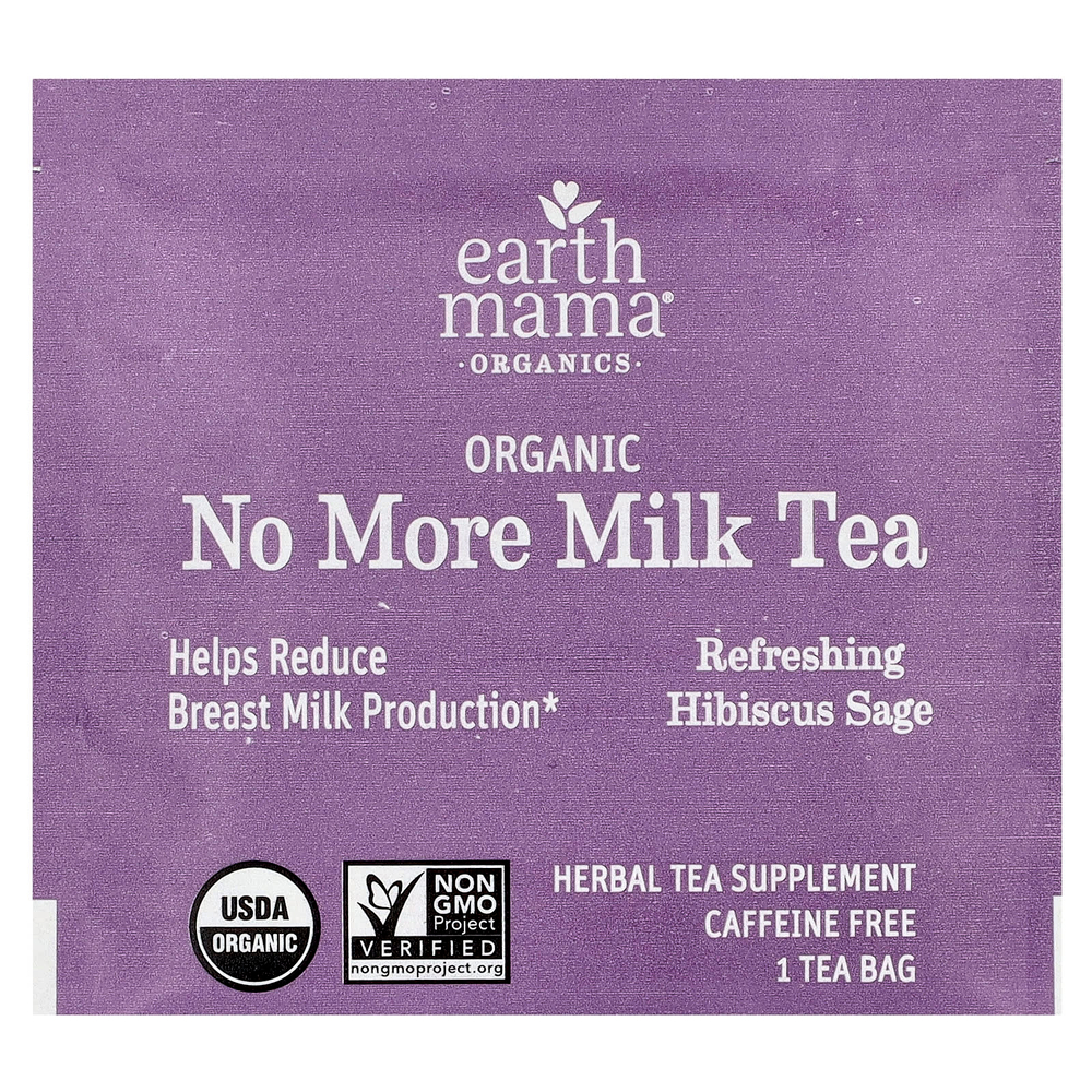 Earth Mama, Organics, органический чай No More Milk, освежающий гибискус и шалфей, без кофеина, 16 чайных пакетиков, 27,2 г (0,96 унции)