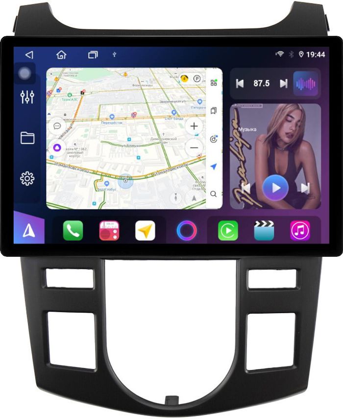 Магнитола для KIA Cerato 2 2008-2013 (климат, рамка черная) - FarCar BX877 монитор 13" 2K QLED на Android 13, Быстрая, CarPlay, 4G SIM-слот