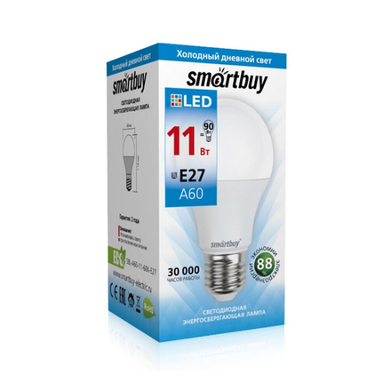 СВЕТОДИОДНАЯ (LED) ЛАМПА SMARTBUY-A60-11W/6000 (SBL-A60-11-60K-E27)