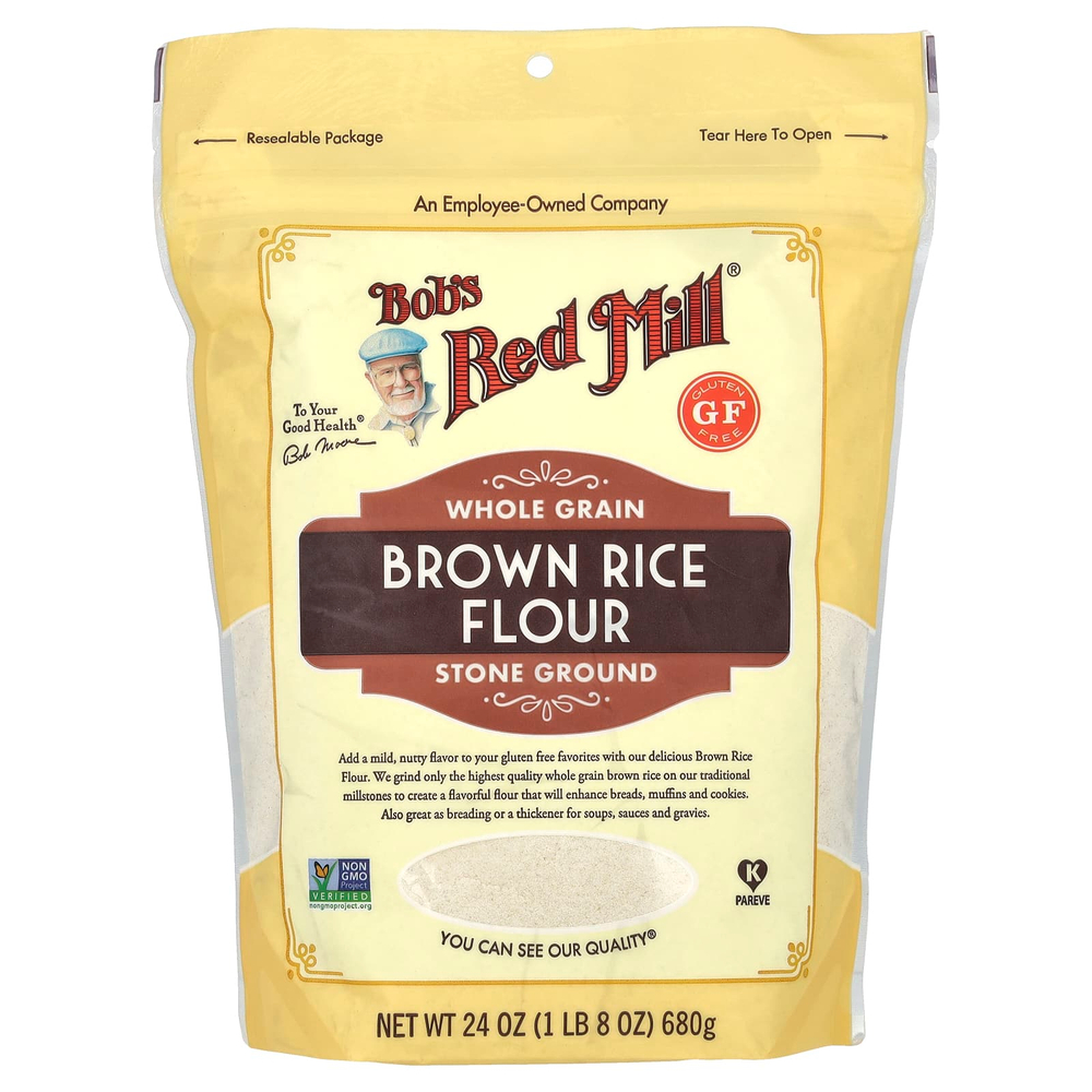 Bob's Red Mill, Мука из коричневого риса, цельнозерновая, 680 г (24 унции)