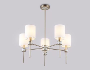 Люстра с абажурами на штанге 5*Е14 LH72371/5 DBS/WH тёмная латунь/белый High Light Classic Ambrella