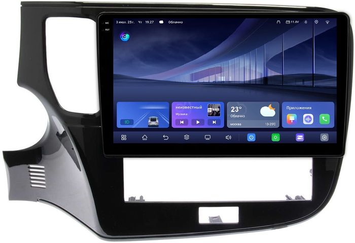Магнитола для Mitsubishi Outlander 3 2019-2022 (прямоугольный климат) - Kuberg QLed+2K, Android 14, TS105, Быстрейшая, CarPlay, SIM-слот