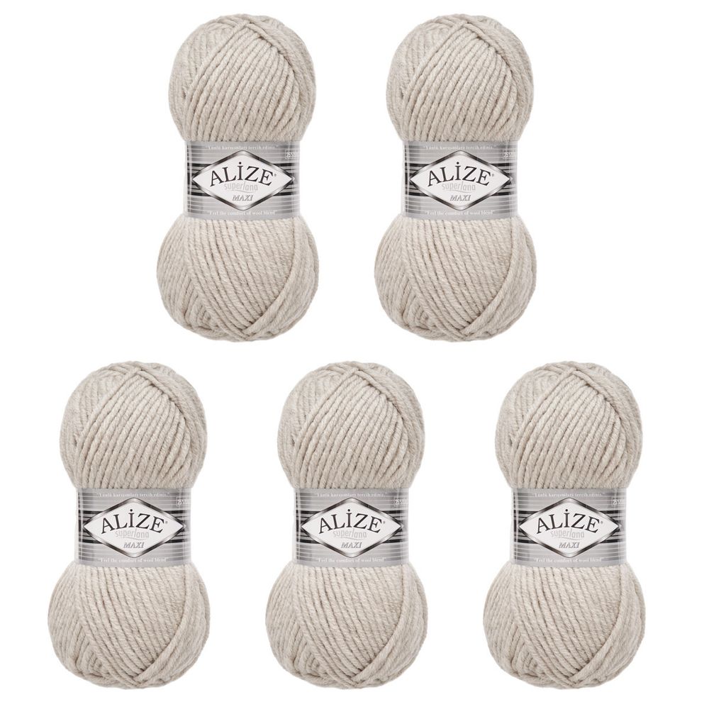 Пряжа Alize (Ализе) Superlana Maxi / уп.5 мот. по 100 г, 100м, 152 бежевый меланж A