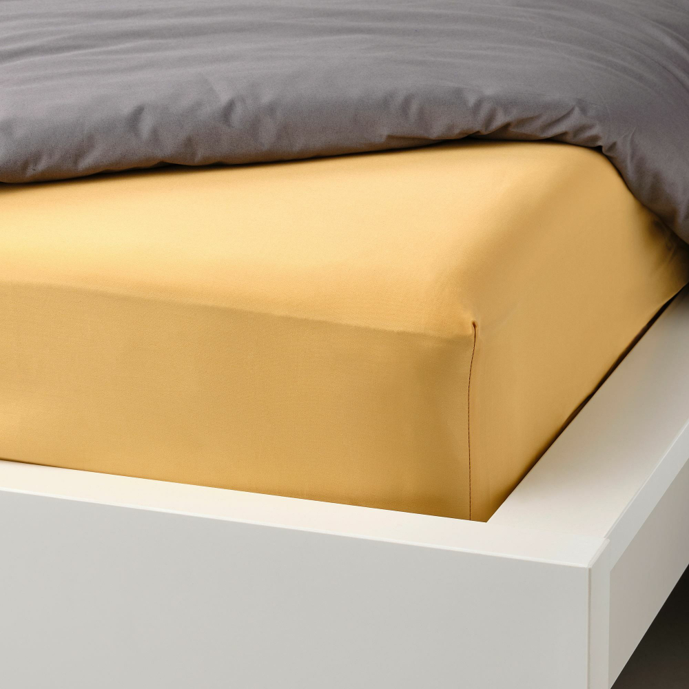 Простыня на резинке IKEA NATTJASMIN (НАТТЭСМИН), Желтый, 90х200 см