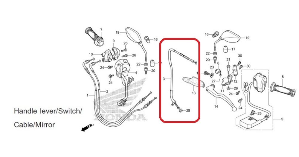 22870-KZZ-D20. CABLE COMP., CLUTCH. Honda CRF250L (2017-2020)