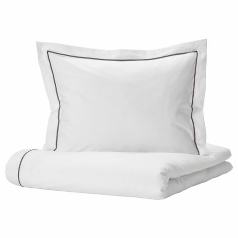 Комплект постельного белья IKEA SILVERTISTEL (СИЛВЕРТИСТЕЛ), Двуспальный, Белый, 240x220, 50x80 см