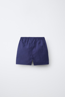 ZARA ОДНОТОННЫЕ НЕЙЛОНОВЫЕ ШОРТЫ, СИНИЙ