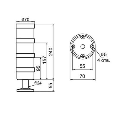 Светосигнальная колонна INNOCONT TL70-220-YRR-55