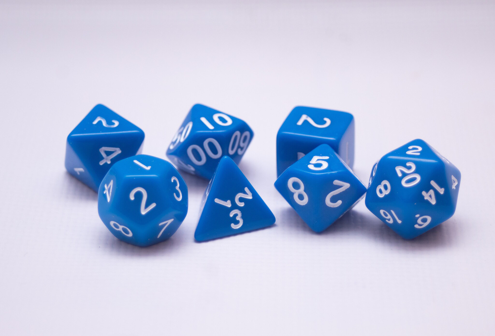 Одноцветный набор кубиков для D&D синий