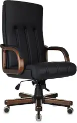 Кресло руководителя Бюрократ T-9932Walnut черный кожа крестов. металл/дерево