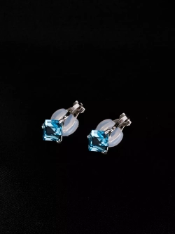 Клипсы Миражи с голубыми кристаллами Swarovski