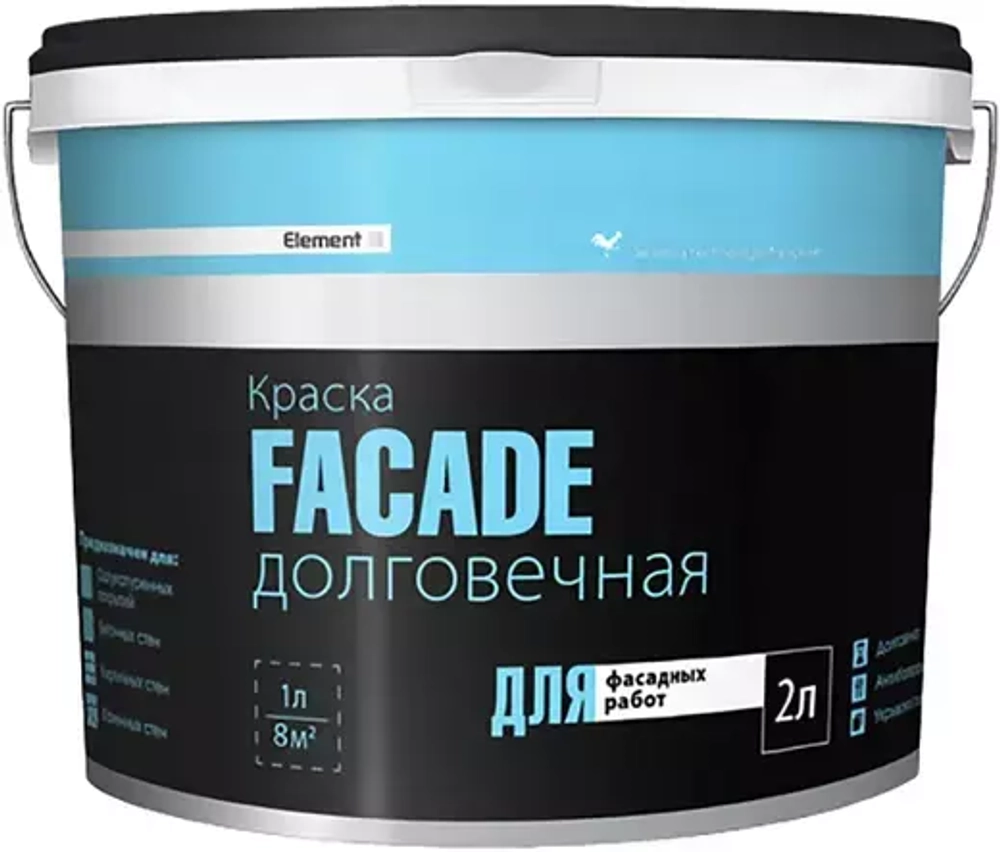 Краска Alpa Element SE Facade долговечная для фасадных работ белая 2л