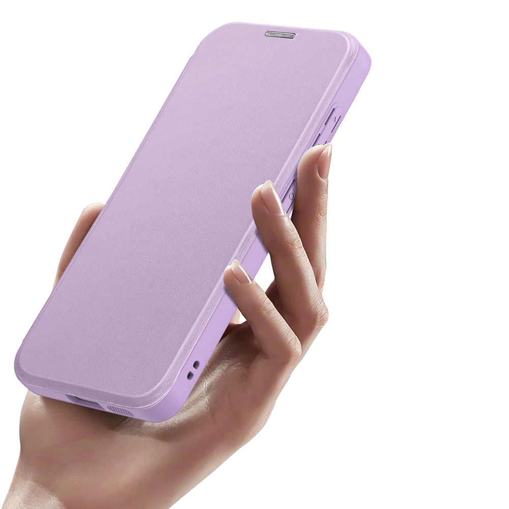 Чехол книжка фиолетового розового цвета с MagSafe для Samsung Galaxy S26+ Плюс, серия Skin X Pro Series от Dux Ducis
