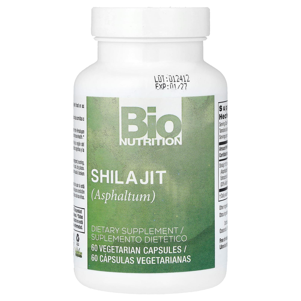 Bio Nutrition, мумие (Asphaltum), 60 вегетарианских капсул (500 мг в 1 капсуле)
