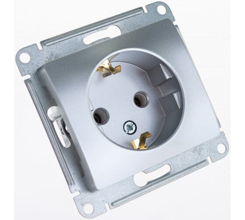 Розетка механизм 1-местная с заз.контактами алюминий GSL000343