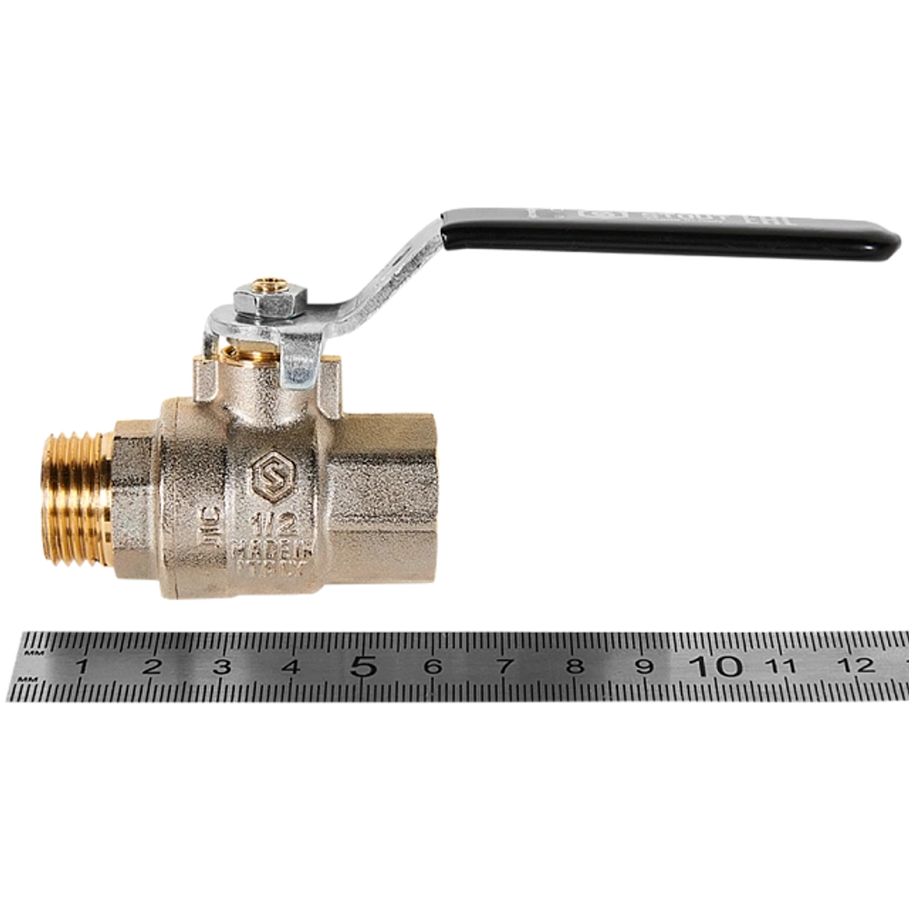 Кран шаровой полнопроходной STOUT - 1/2" (НР/ВР, PN40, Tmax 150°C, ручка-рычаг черная)